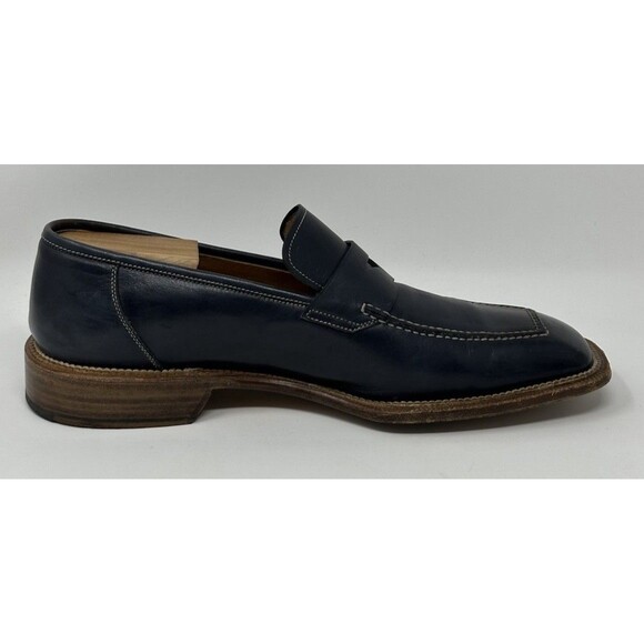 Bruno Magli Navy Blue Leather Penny Loafers main image 8